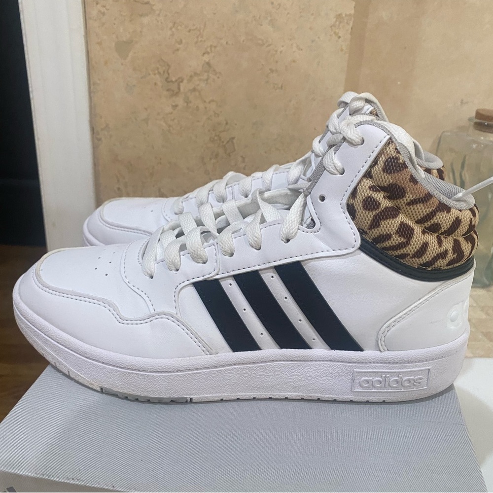 Adidas White and Black High-Top Sneakers